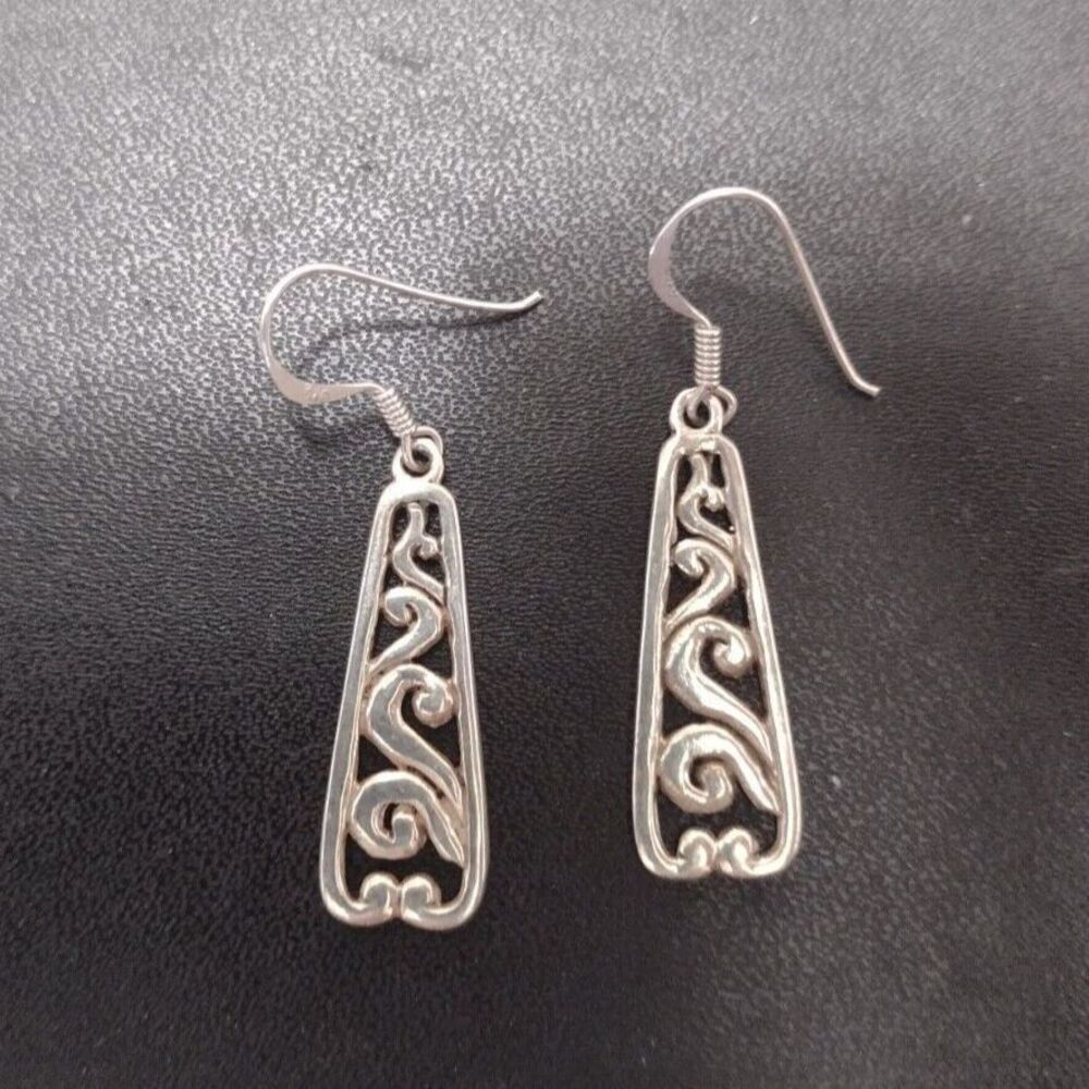 Sterling silver swirly lattice earrings - Picture 6 of 8